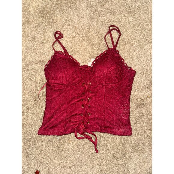 Size Large Red Tank Top Corset Style Top - Picture 1 of 3